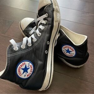 Converse Chuck Taylor All Star Black Leather High-Tops Men’s 9 Women’s 11